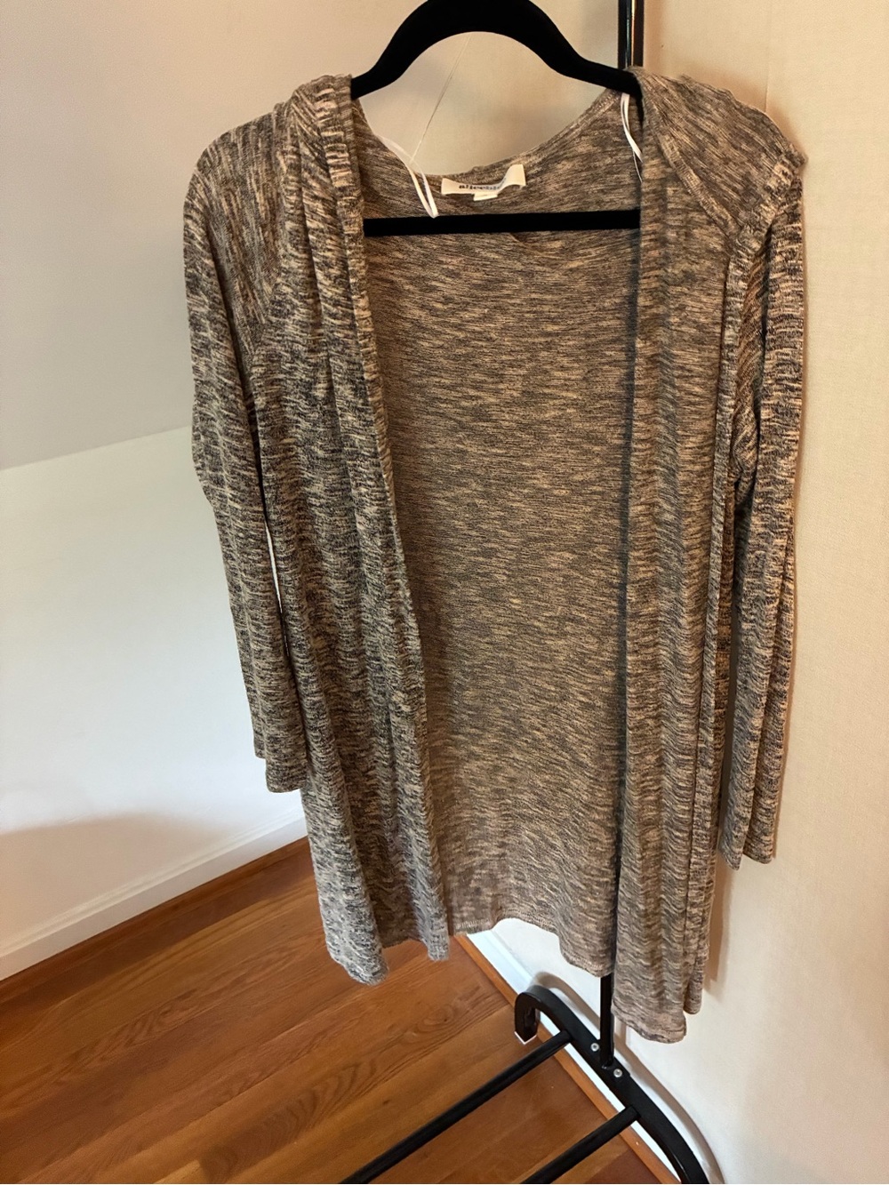 Alice Blue Heathered Gray Open-Front Hooded Cardigan - medium